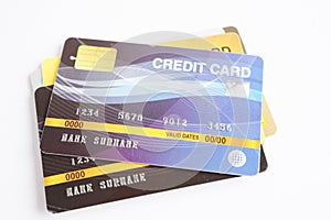 Credit card for online shopping, security finance business concept