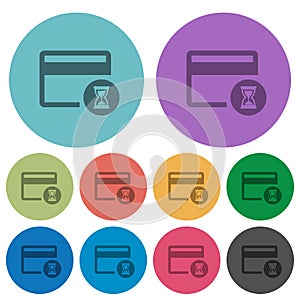 Credit card operation in progress color darker flat icons