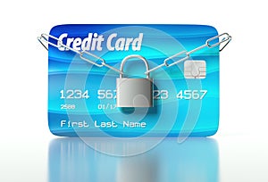 Credit card and padlock, concept of security