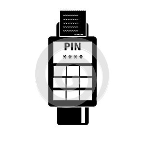 Credit card payment icon on white background. POS credit card terminal sign. chip reading symbol. flat style