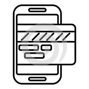 Credit card on phone icon outline vector. Buy online products