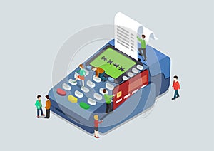 Credit card pin payment terminal concept flat 3d web isometric