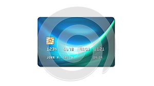 Credit card, plastic payment card with chip isolated on white background, front view, 3D render