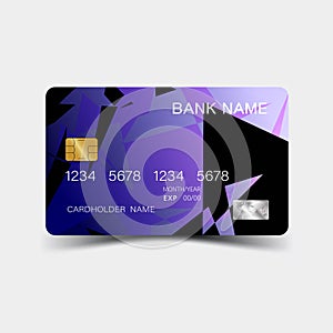 Crédito tarjeta. púrpura elementos 