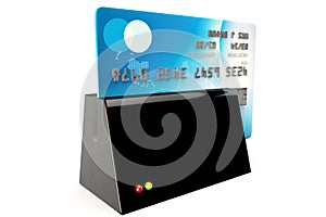 Credit card reader, card being security swiped