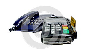 Credit card reader machine and telephone