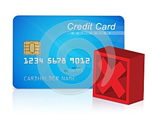 Credit card and red cross mark