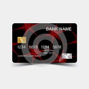 Credit card. With red elements desing. And inspiration from abstra
