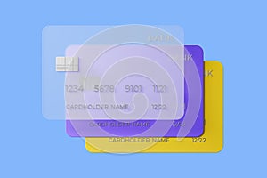 Credit card in row with cardholder name and number