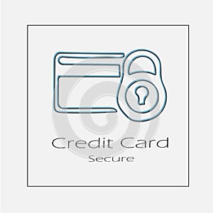 Credit card secure concept illustration. Hand drawn bank security flat vector logo icon
