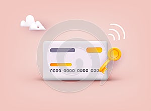 Credit card security concept. 3D Web Vector Illustrations