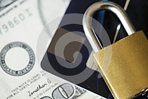 Credit card security lock concept