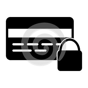 Credit Card Security with Lock Pixel Perfect Vector Silhouette Icon 48x48. Simple Minimal Pictogram