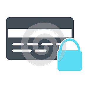 Credit Card Security with Lock Pixel Perfect Vector Silhouette Icon 48x48. Simple Minimal Pictogram