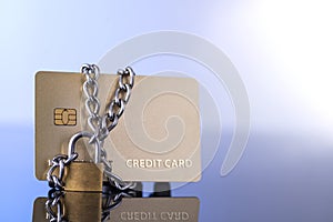 Credit card security  safe trading. Credit card lock chain