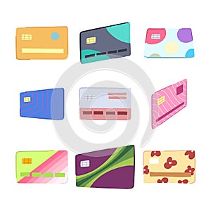 credit card set cartoon vector illustration