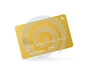 Credit card sign for mobile app design. Realistic 3d vector illustration. Digital chip