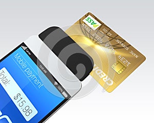 Credit card swiping through a mobile