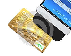 Credit card swiping through a mobile payment attachment for smartphone