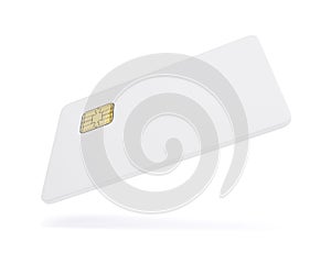 Credit card template. White plastic card isolated on white background. 3d illustration.