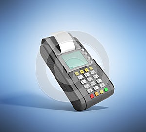 Credit Card trminal Machine 3D rendering on blue