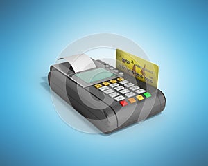 Credit Card trminal Machine 3D rendering on blue