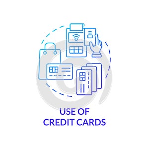 Credit card using blue gradient concept icon photo