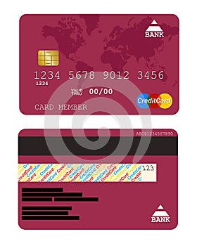 Credit card vector template two sides