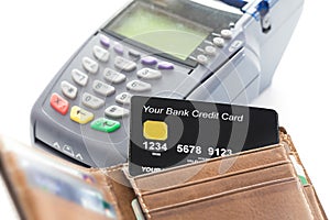 Credit Card in Wallet with Credit Card Machine