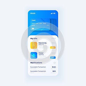 Credit card wallet smartphone interface vector template