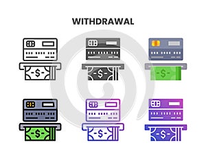 Credit Card Withdrawal icon set different style