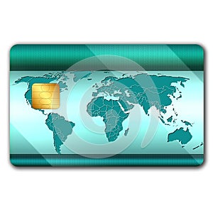 Credit card with world map