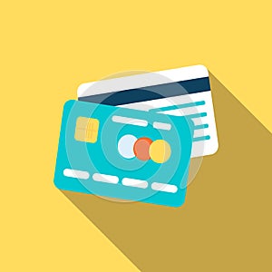 Credit cards icon in flat style