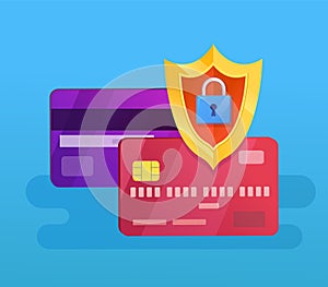Credit cards protection with shield and lock
