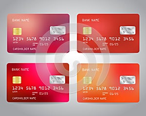 Credit cards set with colorful abstract design background
