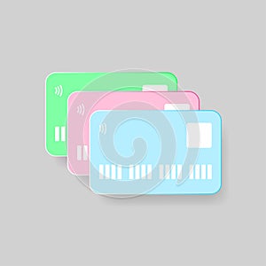 Credit cards set. Flat design