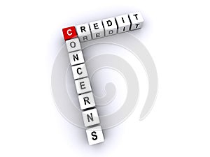 Credit Concerns word block on white