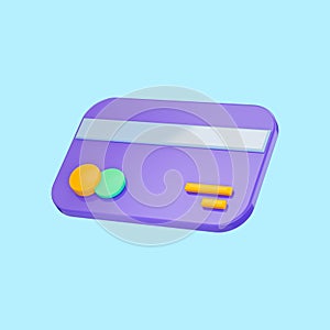 Credit debit card icon 3d render concept for Money refund finance savings