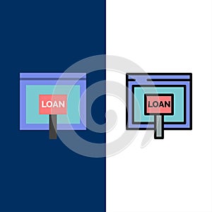 Credit, Internet, Loan, Money, Online  Icons. Flat and Line Filled Icon Set Vector Blue Background