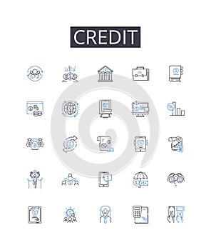 Credit line icons collection. Wrenches, Screwdrivers, Pliers, Hammers, Sockets, Ratchets, Spanners vector and linear
