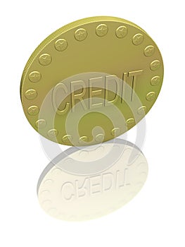 Credit marked on gold token