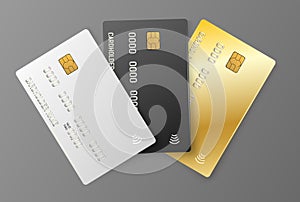 Credit plastic card with emv chip. Contactless payment