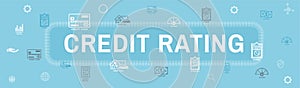 Credit Rating Header Web Banner with Debt, Credit Card, & Credit