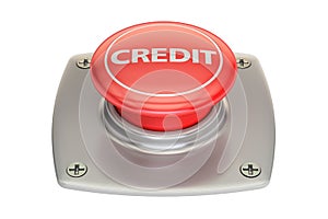 Credit Red Button, 3D rendering