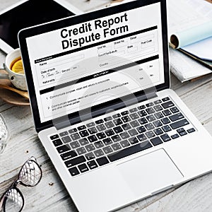 Credit Report Dispute Form Insurance Concept photo