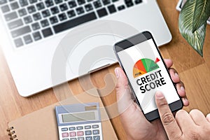 CREDIT SCORE (Businessman Checking Credit Score Online and Fina