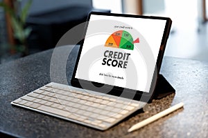 CREDIT SCORE Businessman Checking Credit Score Online and Financial payment Rating Budget Money