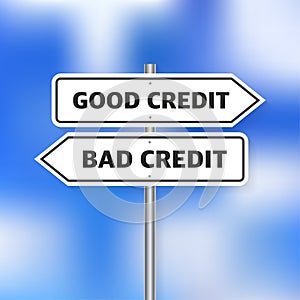 Credit score concept icon. Bad or good credit. Document concept.Vector illustration design