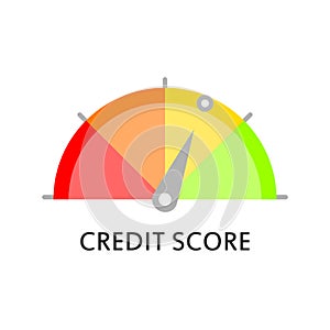 Credit score gauge. Rating. Credit score meter. Vector icon in flat style. photo