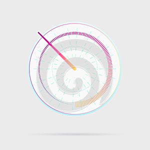 Credit score indicator icon. Speedometer for dashboard. Gauges with measuring scale. Power meters, internet speed meter stages.